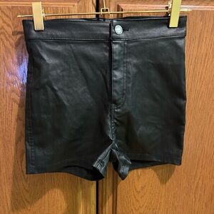 Love Tree Black Faux Leather Shorts